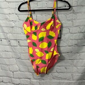 Kate Spade  Pink Lemon Swim Suit NWT Sz S $148